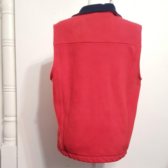 ST. John's Bay M Fleece red vest navy colar VGUC! - Picture 7 of 8